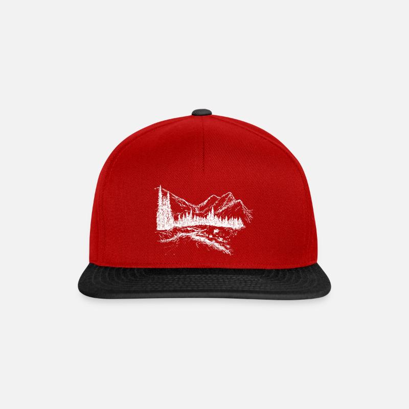 Berglandschaft Illustration - Snapback Cap - Rot/Schwarz