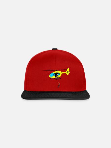 Hubschrauber Helikopter Helicopter Pilot Spotter - Snapback Cap - Rot/Schwarz