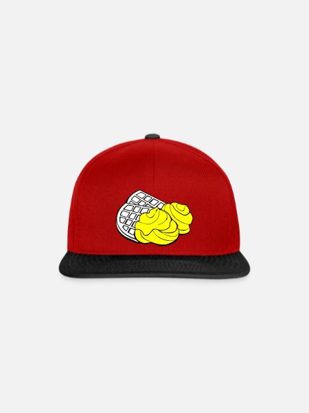 Waffeln - Snapback Cap - Rot/Schwarz