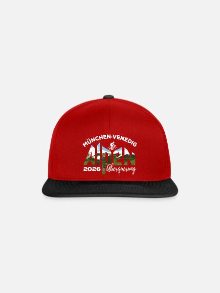 Alpenüberquerung 2026 München Venedig, Fahrrad - Snapback Cap - Rot/Schwarz