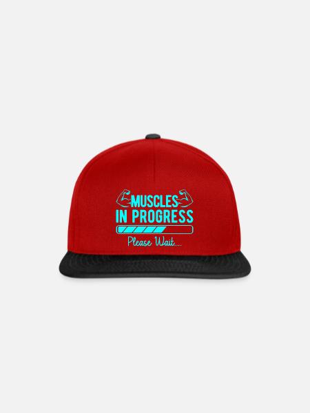 Fitness Motivation Bodybuilder Muscles In Progress - Snapback Cap - Rot/Schwarz