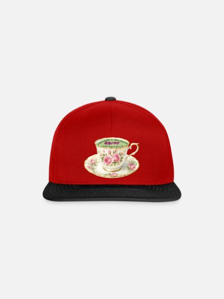 Rosentee-Tasse Spruchdesign Reali-tea - Snapback Cap - Rot/Schwarz