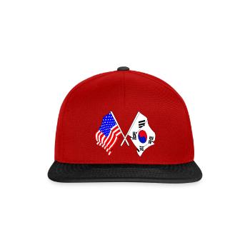 Drapeau des États-Unis et drapeau de la Corée du Sud - Casquette snapback - rouge/noir - Devant