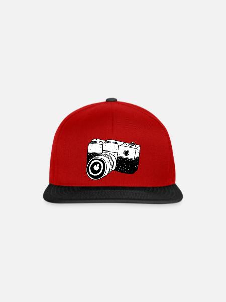 Kamera Illustration - Snapback Cap - Rot/Schwarz