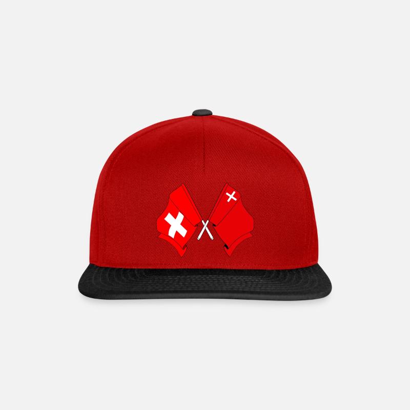 Drapeau de la Suisse et drapeau de Schwyz - Casquette snapback - rouge/noir