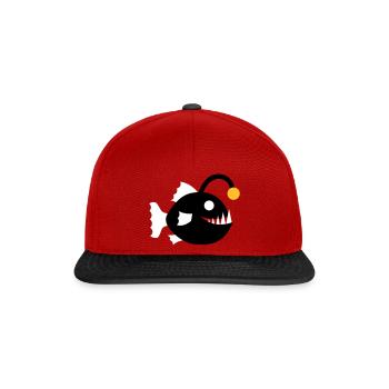 Anglerfisch Fisch Laternenfisch Grafik Tiefsee - Snapback Cap - Rot/Schwarz - Vorne