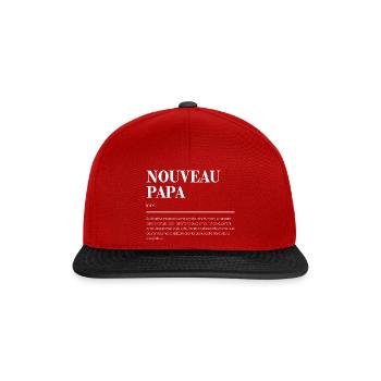 Nouveau Papa - Définition - Cadeau idéal - Casquette snapback - rouge/noir - Devant