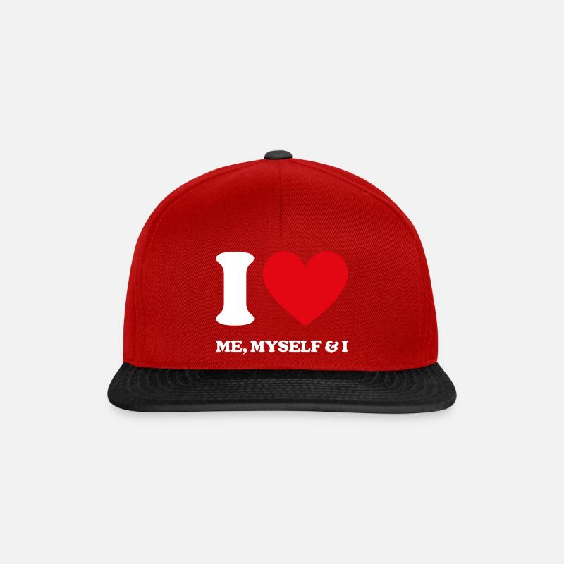I Love ME MYSELF & I - Ich Liebe Mich - Snapback Cap - Rot/Schwarz