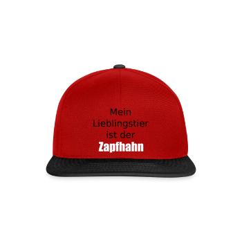 Mein Lieblingstier ist der Zapfhahn Spruch - Snapback Cap - Rot/Schwarz - Vorne