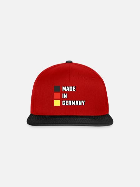 Made in Germany Deutschland Design - Snapback Cap - Rot/Schwarz