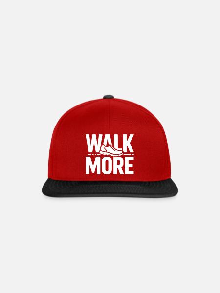 Walk More 10000 Schritte - Snapback Cap - Rot/Schwarz