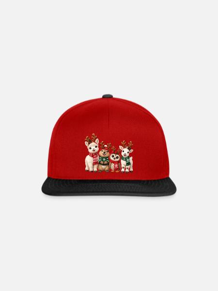 Lustige Weihnachtstiere mit Rentiergeweih - Snapback Cap - Rot/Schwarz