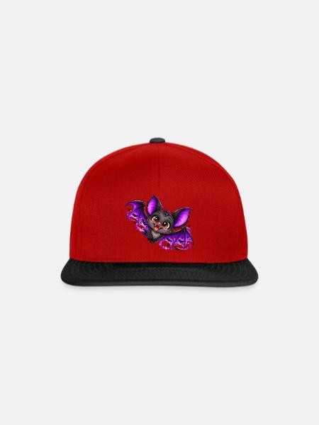 Lila Kuschelbat - Snapback Cap - Rot/Schwarz