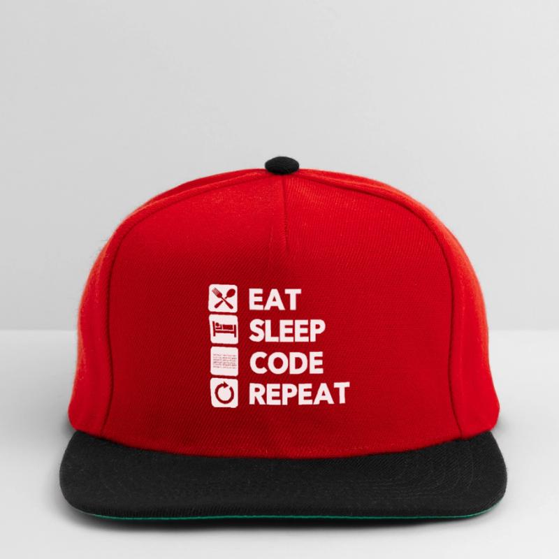 Eat Sleep Code Repeat Coder Programmer Software De Snapback Cap
