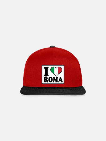 I love Roma, Rom - Snapback Cap - Rot/Schwarz