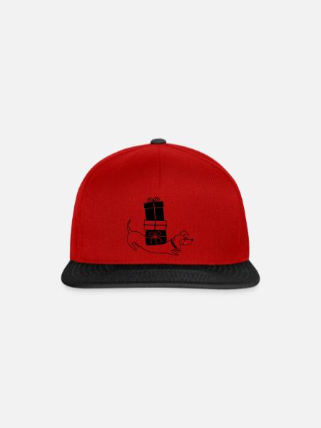 Weihnachtsdackel - Snapback Cap - Rot/Schwarz