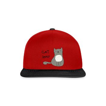 cat lover - Snapback Cap - Rot/Schwarz - Vorne