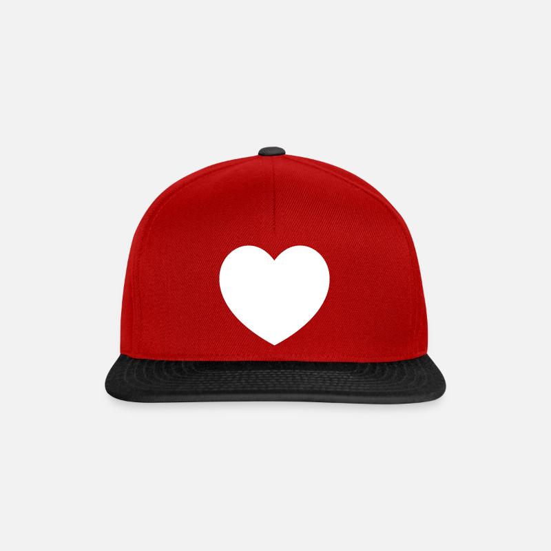 Coeur blanc - Casquette snapback - rouge/noir