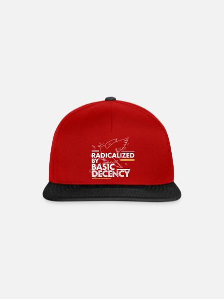 Radicalized by Basic Decency Statement Design - Snapback Cap - Rot/Schwarz