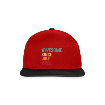 Juli 1982 - 40. Geburtstag Geschenk. Awesome. - Snapback Cap - Rot/Schwarz - Vorne