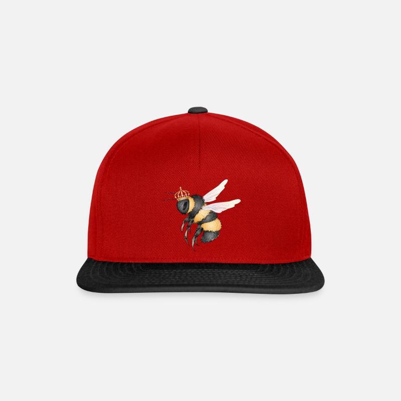 Zeichnung einer fliegenden Hummel mit Krone - Snapback Cap - Rot/Schwarz