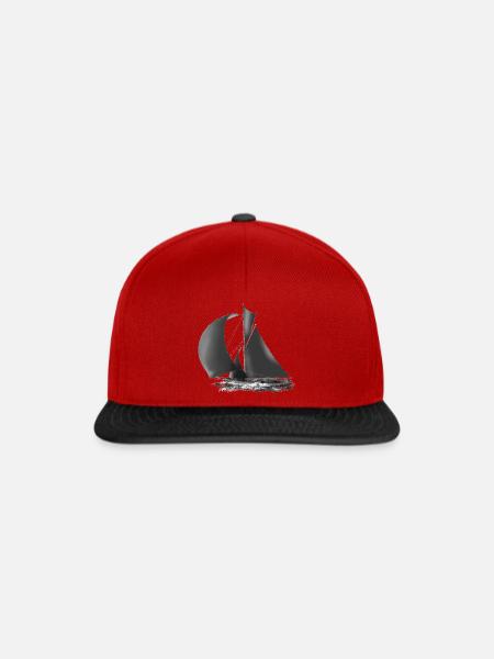 Segelboot - Snapback Cap - Rot/Schwarz