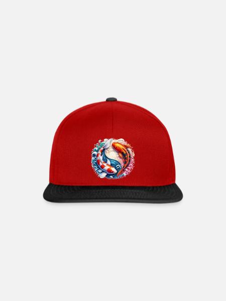 Koi-Karpfen - Snapback Cap - Rot/Schwarz
