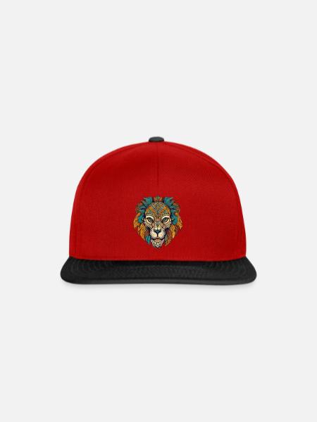 Lion - Snapback Cap - red/black