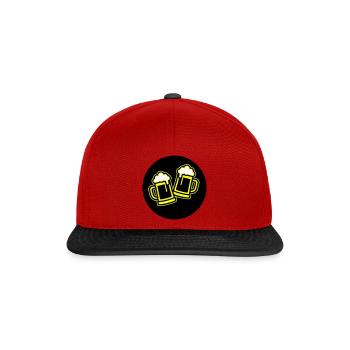 Bier Anstoßen Symbol Bierkrug - Snapback Cap - Rot/Schwarz - Vorne
