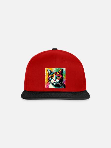 Katze - Snapback Cap - Rot/Schwarz