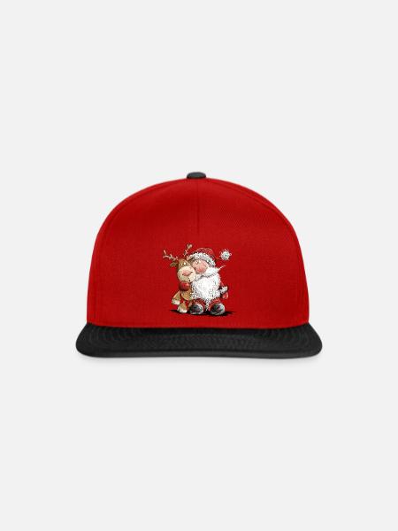 Drolliger Weihnachtsmann und sein Rentier  - Snapback Cap - Rot/Schwarz