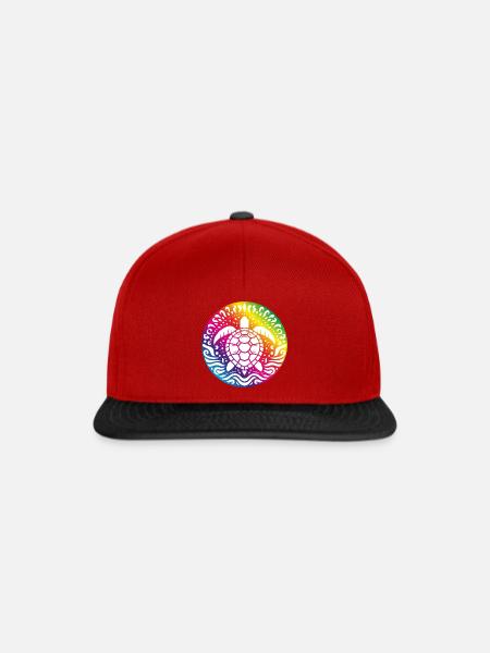 Regenbogenschildkröten-Mandala Ozeankreis - Snapback Cap - Rot/Schwarz