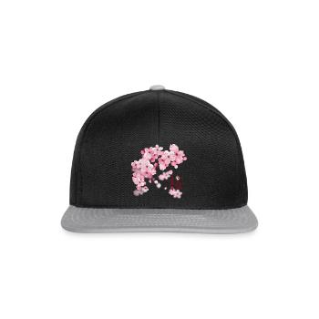 Fleurs de cerisier Japonais - Sakura - Casquette snapback - noir/gris - Devant