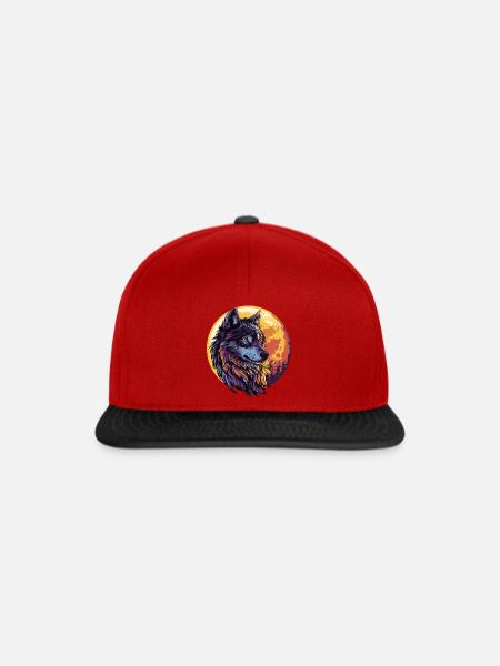 Wolf Mond - Snapback Cap - Rot/Schwarz