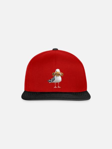 Silbermoewe-mit-Doener Möwe - Snapback Cap - Rot/Schwarz