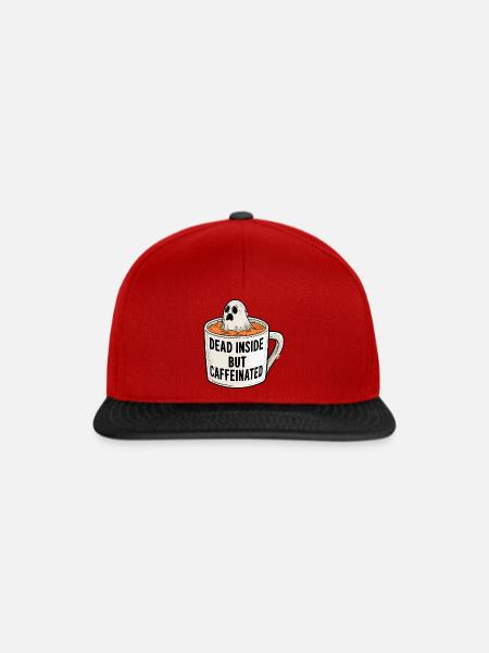 Kaffeegeist: Dead Inside Caffeinated - Snapback Cap - Rot/Schwarz