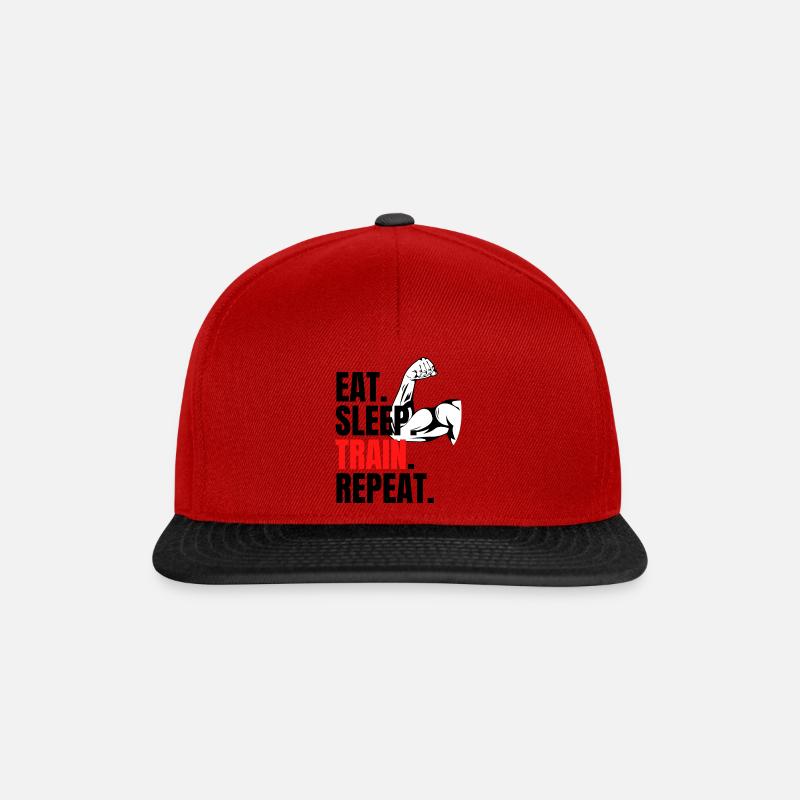 eat sleep, train repeat - Snapback Cap - Rot/Schwarz