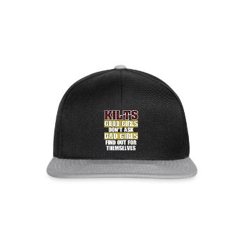 Kilt good girls bad girls Schottland Tartan Day - Snapback Cap - Schwarz/Grau - Vorne