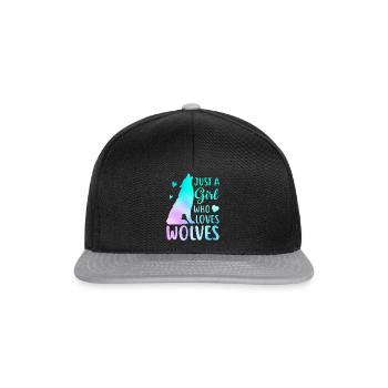 Just A Girl Who Loves Wolves Funny Women Wolf Love - Snapback Cap - black/grey - Front