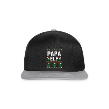 Papa Elf hässlicher Weihnachtspullover - Snapback Cap - Schwarz/Grau - Vorne