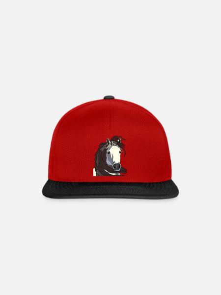 Pferdekopf 05 Schimmel - Snapback Cap - Rot/Schwarz
