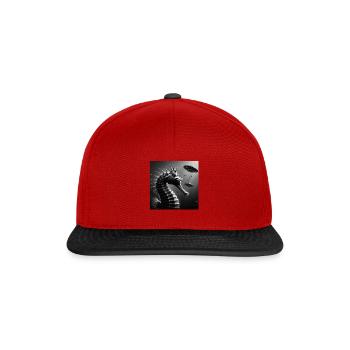 Seahorse Funny Graphic Selfie with UFOs Weird Alie - Snapback Cap - red/black - Front