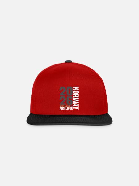 Angeltour Norwegen Hitra - Snapback Cap - Rot/Schwarz