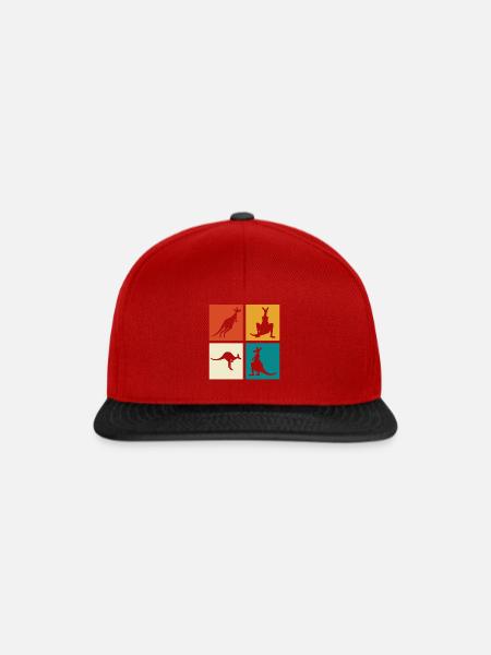 Känguru Vierbild Silhouetten - Snapback Cap - Rot/Schwarz