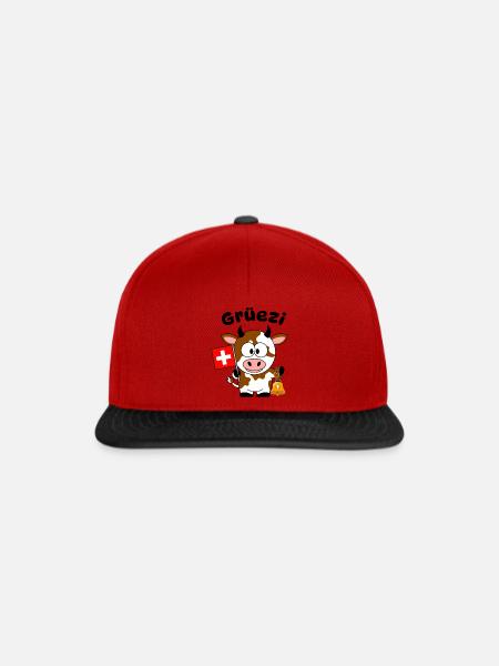 Gruezi Schweizer Kuh  - Snapback Cap - Rot/Schwarz