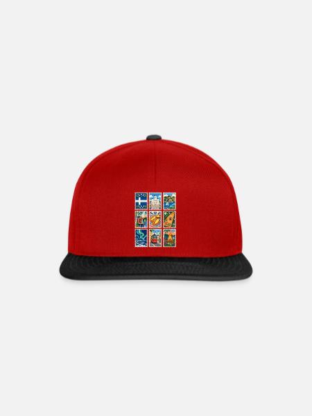 Finnland Briefmarken - Snapback Cap - Rot/Schwarz