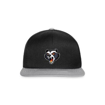 Tête d'ours en colère style dessin animé et logo - Casquette snapback - noir/gris - Devant