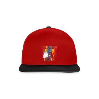 Dosenbier saufen - Snapback Cap - Rot/Schwarz - Vorne