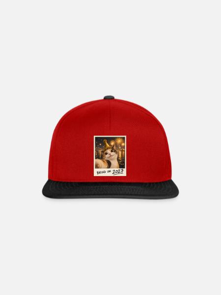 Bring On 2027 Glückskatze Selfie Silvester - Snapback Cap - Rot/Schwarz