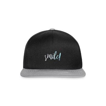 Lächeln! Motivation Ziele Positivität - Snapback Cap - Schwarz/Grau - Vorne